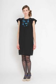 AW1112 CREPE DE CHINE BAT DRESS - BLACK - Other Image
